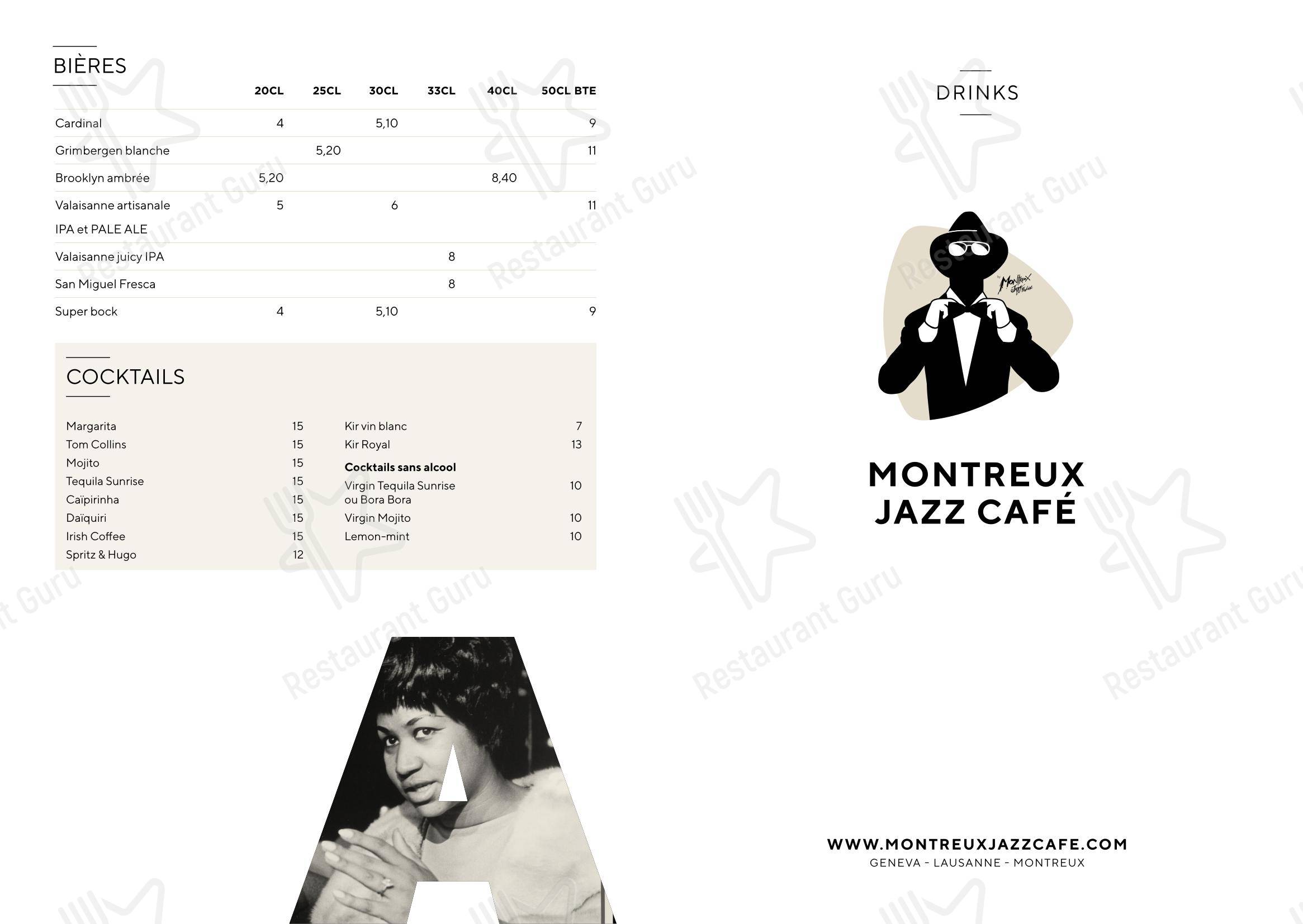 Menu bar per Montreux Jazz Café ristorante