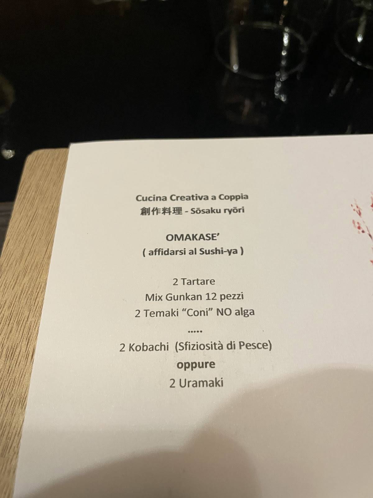Menu di Mookuzai (a la carta ) 