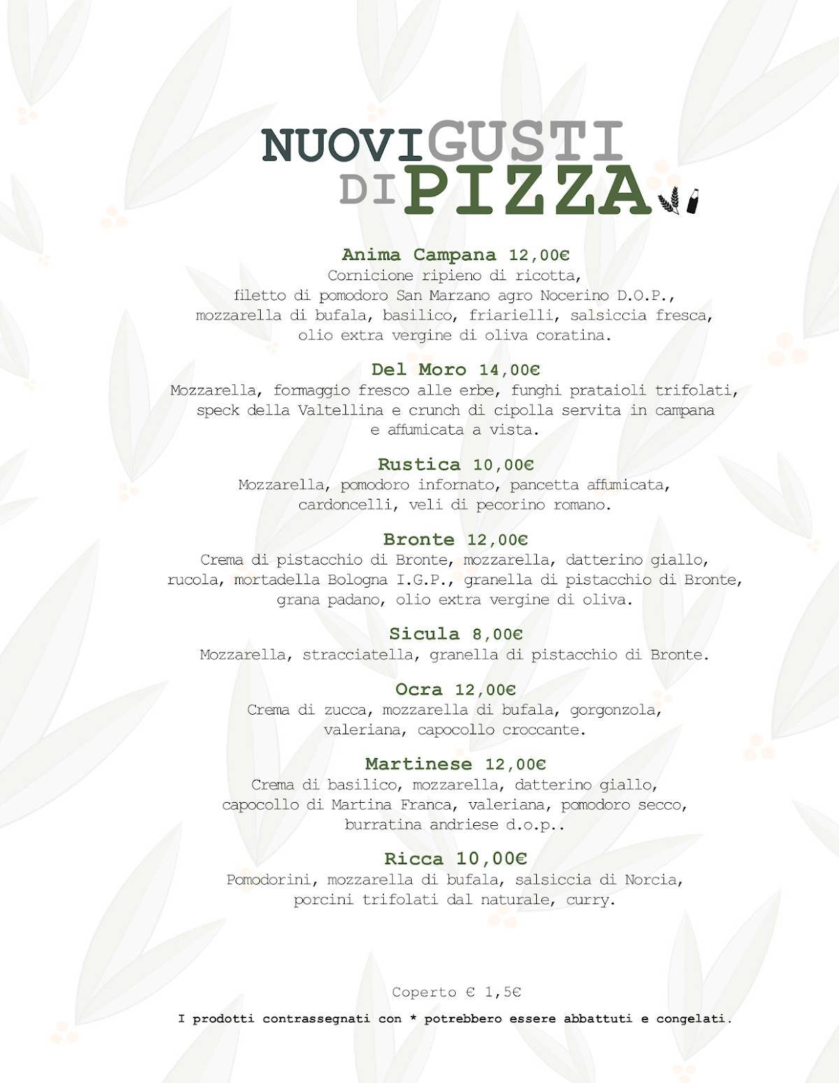 Menu di Moro in Corte Pizzeria Osteria Contemporanea 