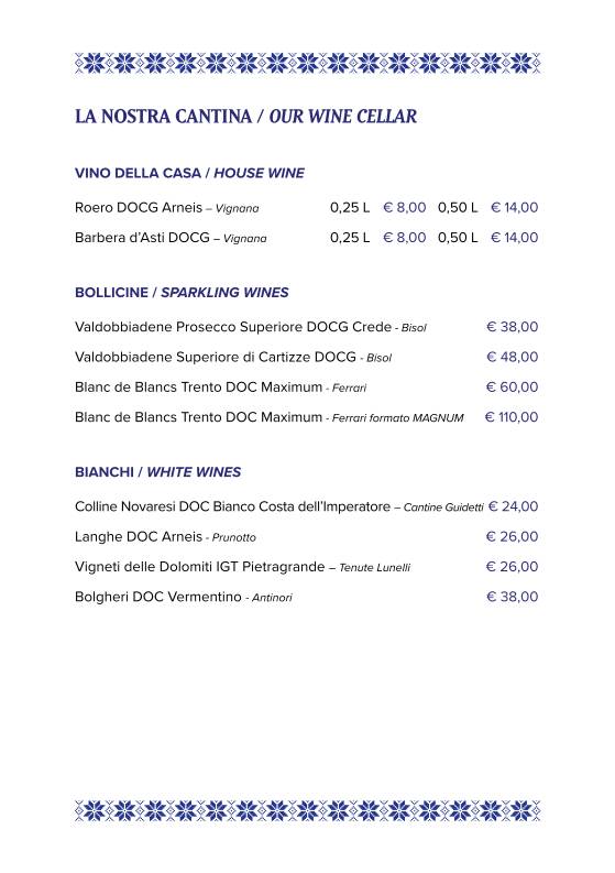 Menu di Rifugio Genziana 