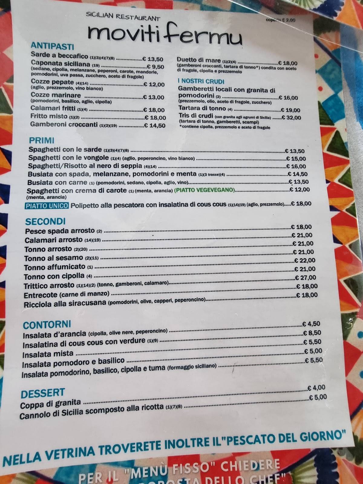 Menu di Moviti Fermu Ristorante 