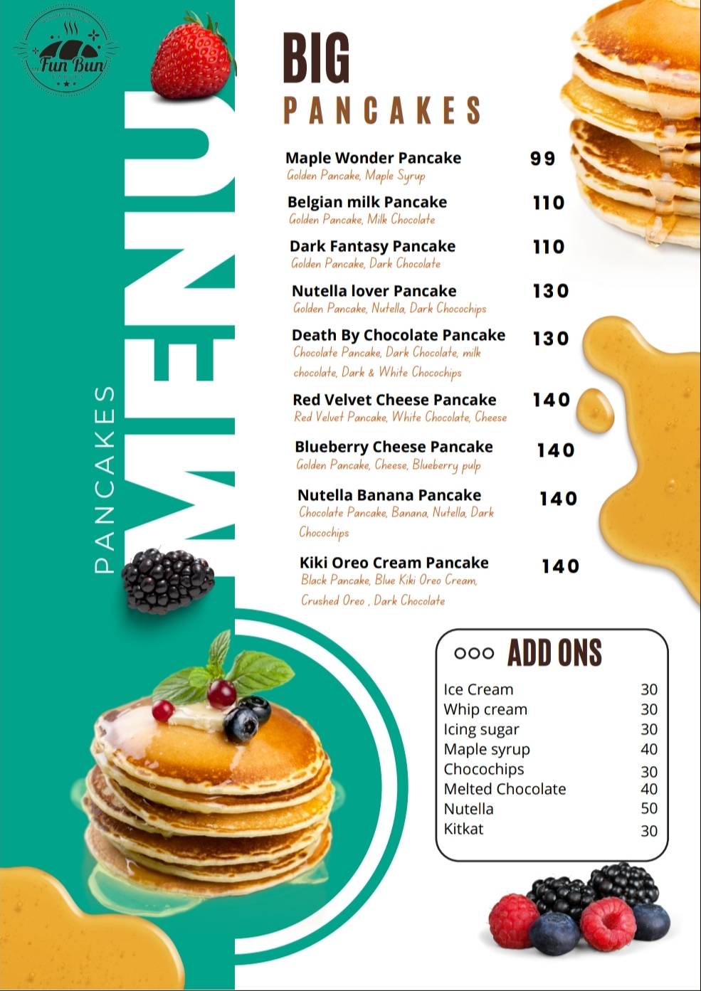 Mr. FunBun Bakers menu