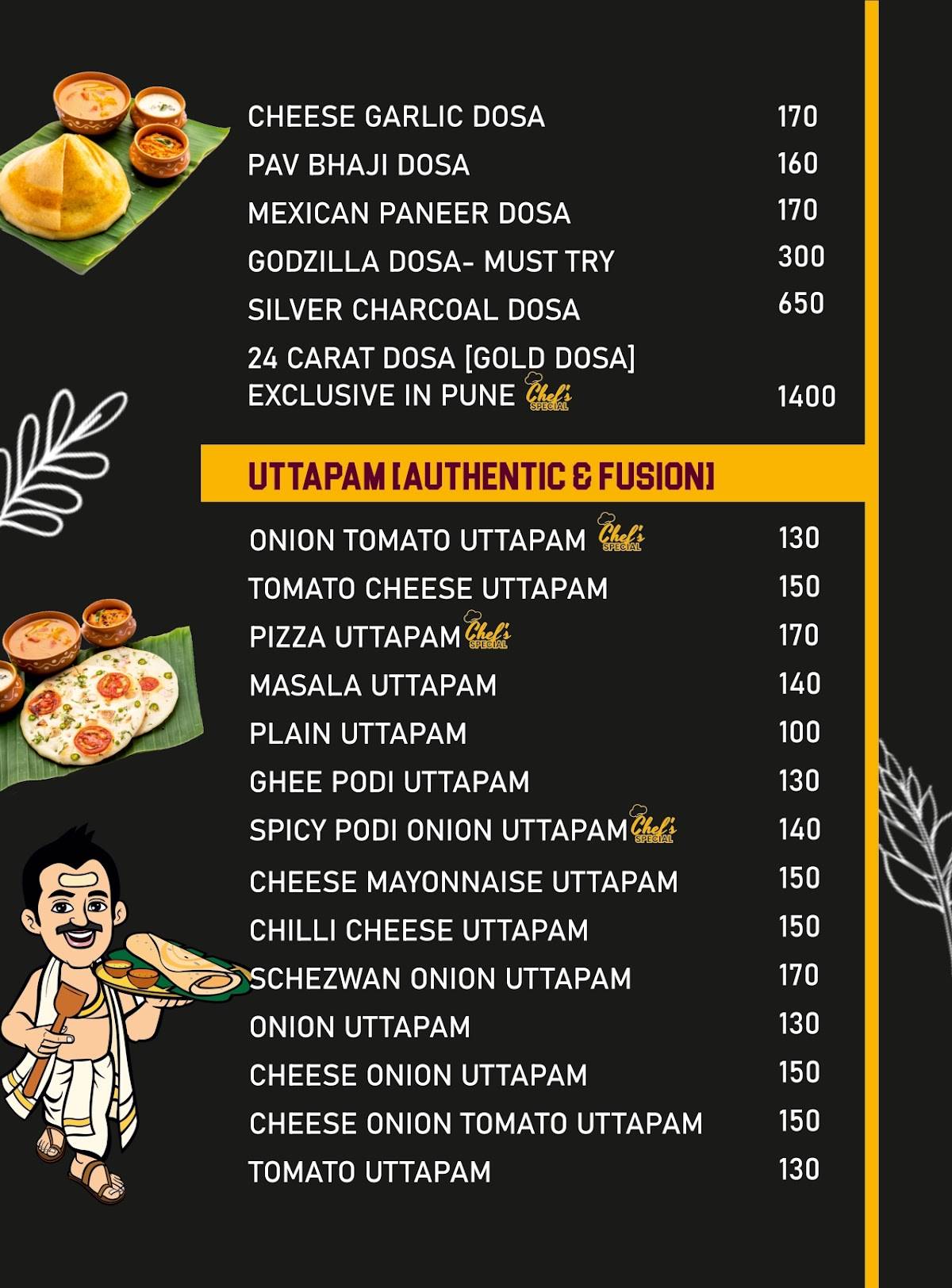 Mr and Mrs Idly, South Indian Restaurant Gangadham Shatrunjay Road Opp. Shantinagar menu