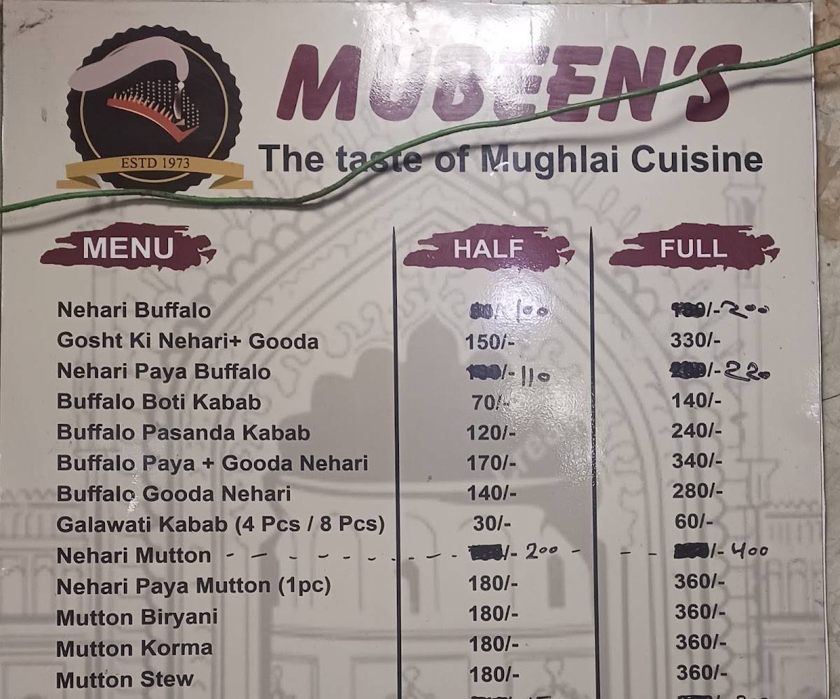 Mubeen's menu