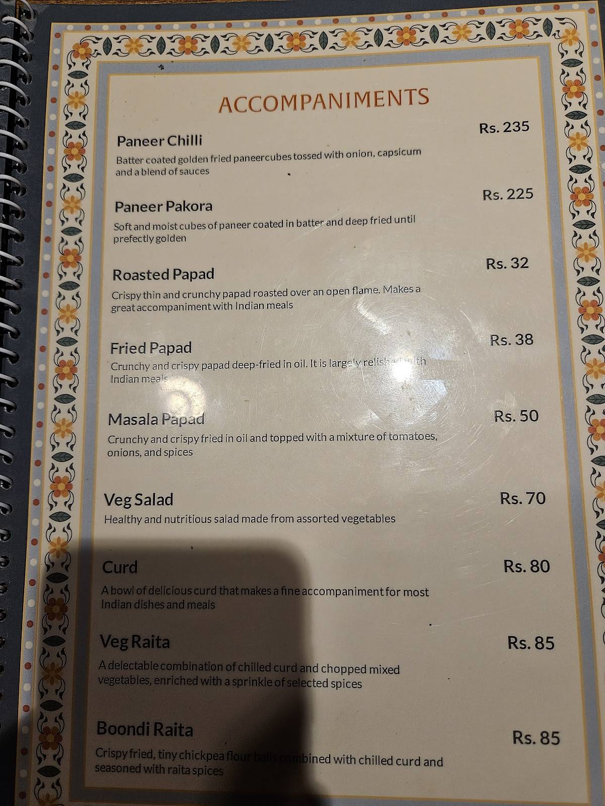 Crystal Restaurant Chowpatty menu