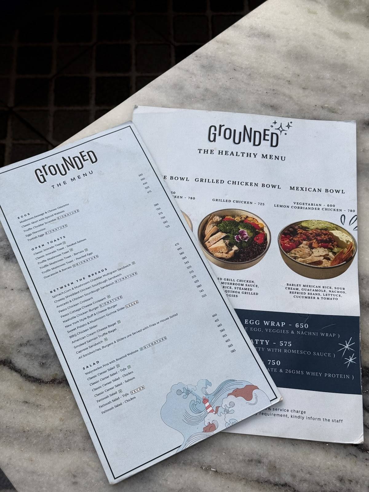 Grounded Cafe menu