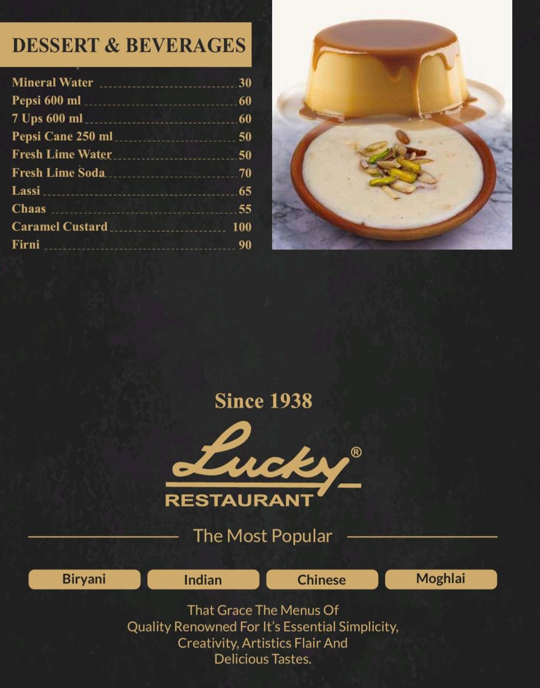 Lucky Biryani menu