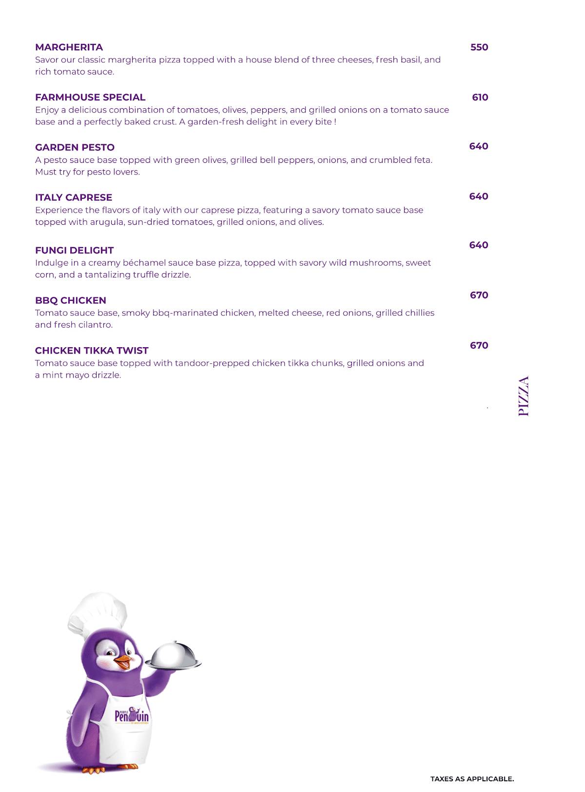 PURPLE PENGUIN menu