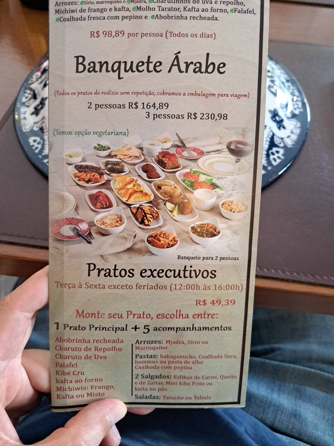 Mustapha Gastronomia Árabe cardápio