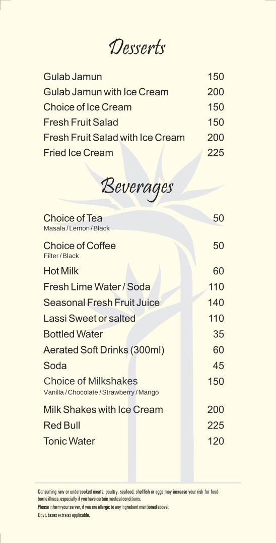 Infinit Roof Top Resto Bar menu