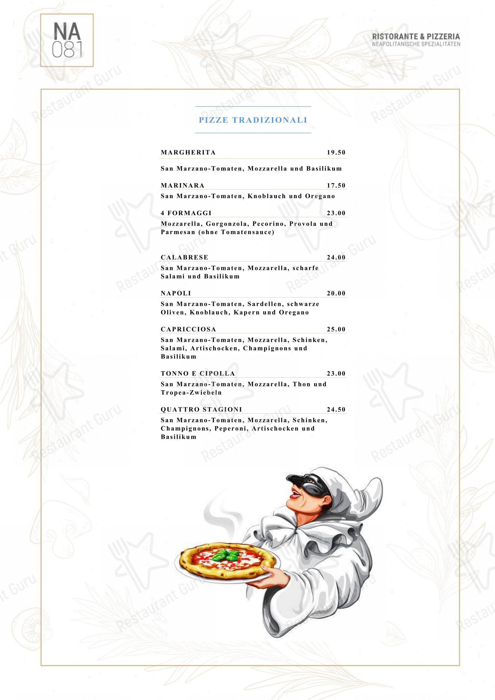 Menu per NA081 pizzeria