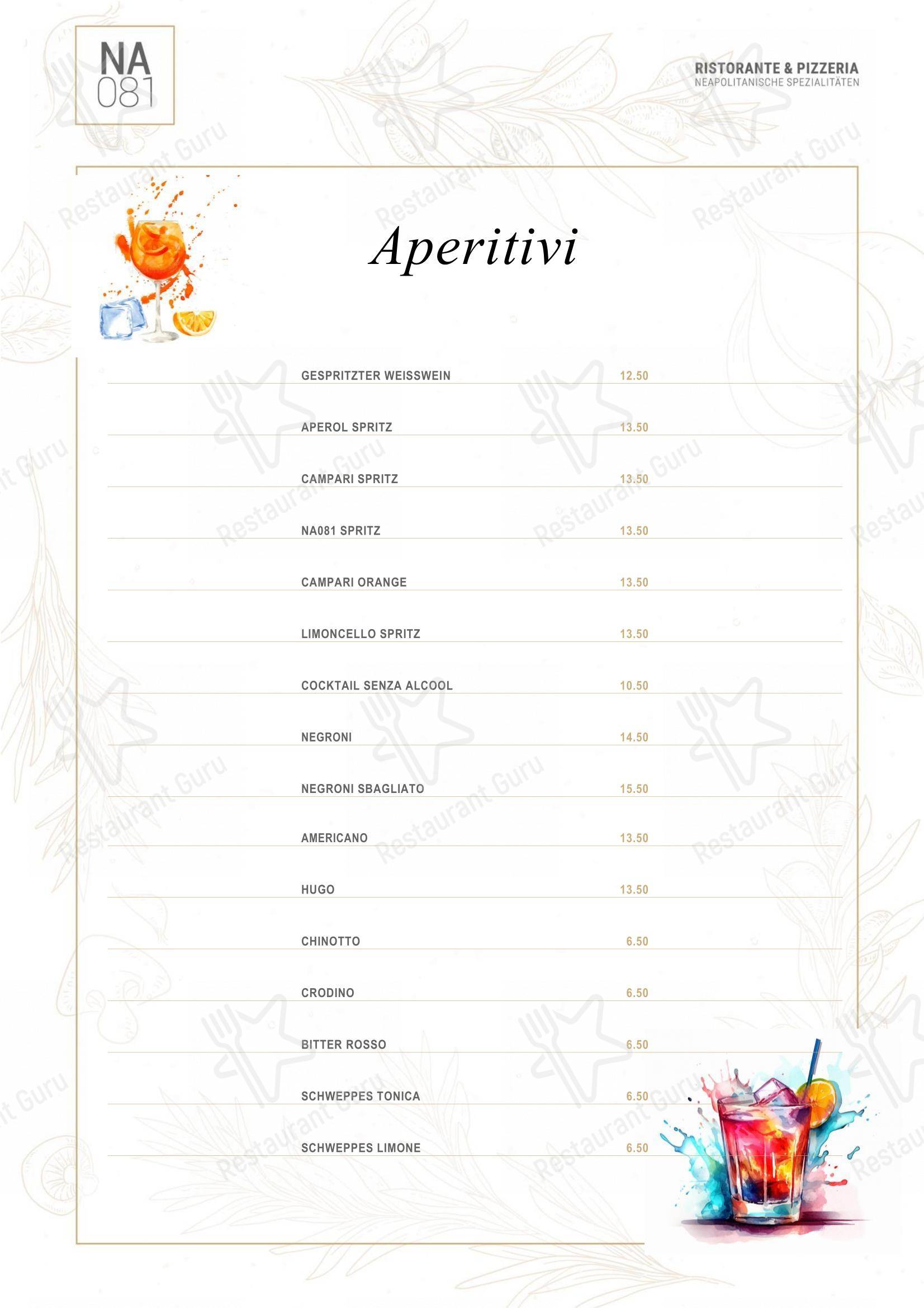 Menu per NA081 pizzeria