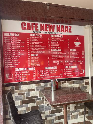 NAAZ Bakery menu