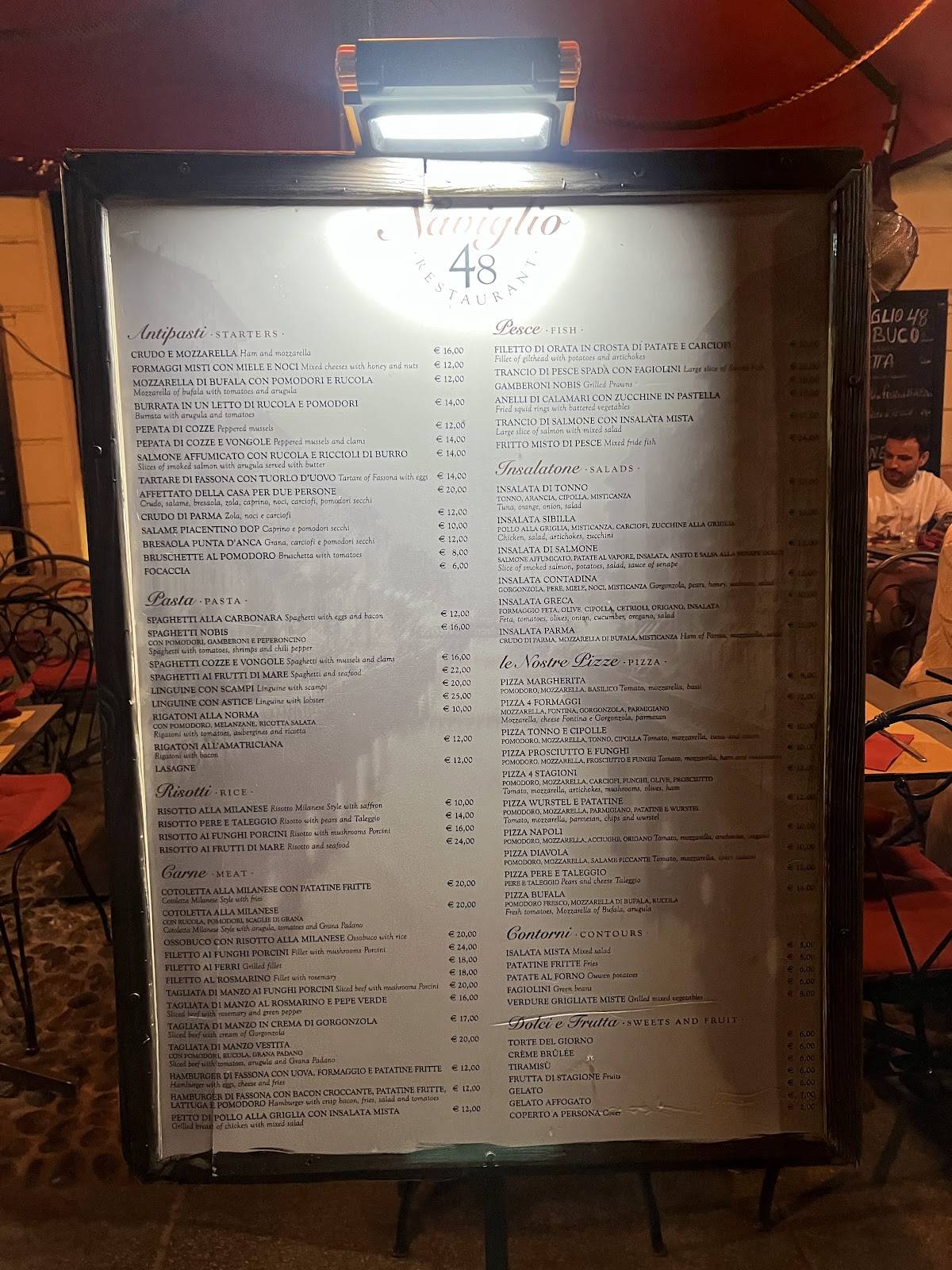 Menu di NAVIGLIO 48 