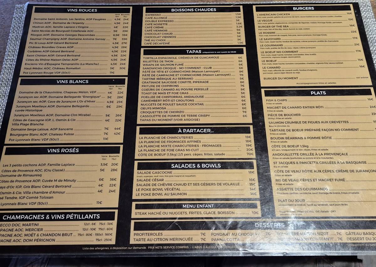 Menu de NO COMMENT