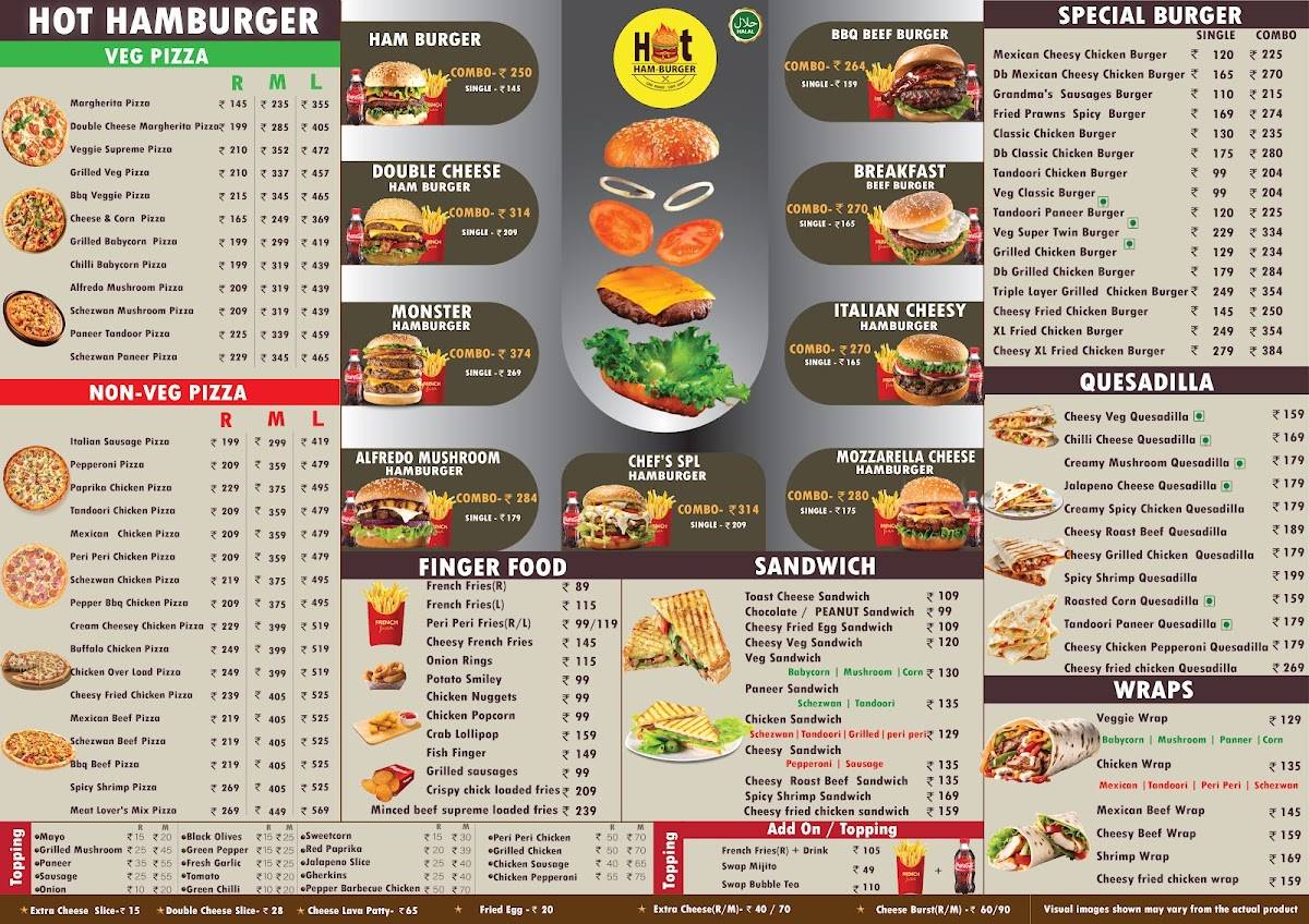 Hot Hamburger Restaurant menu