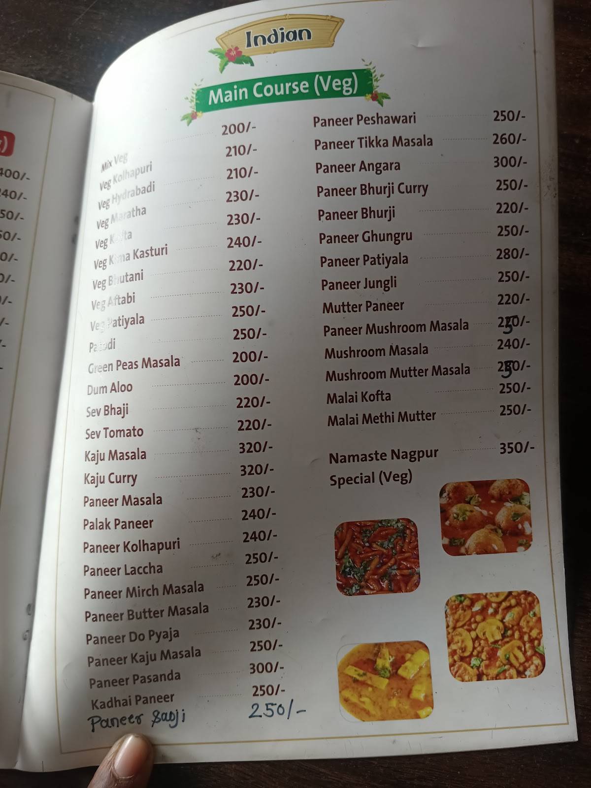 Namaste Nagpur Family Restaurant menu