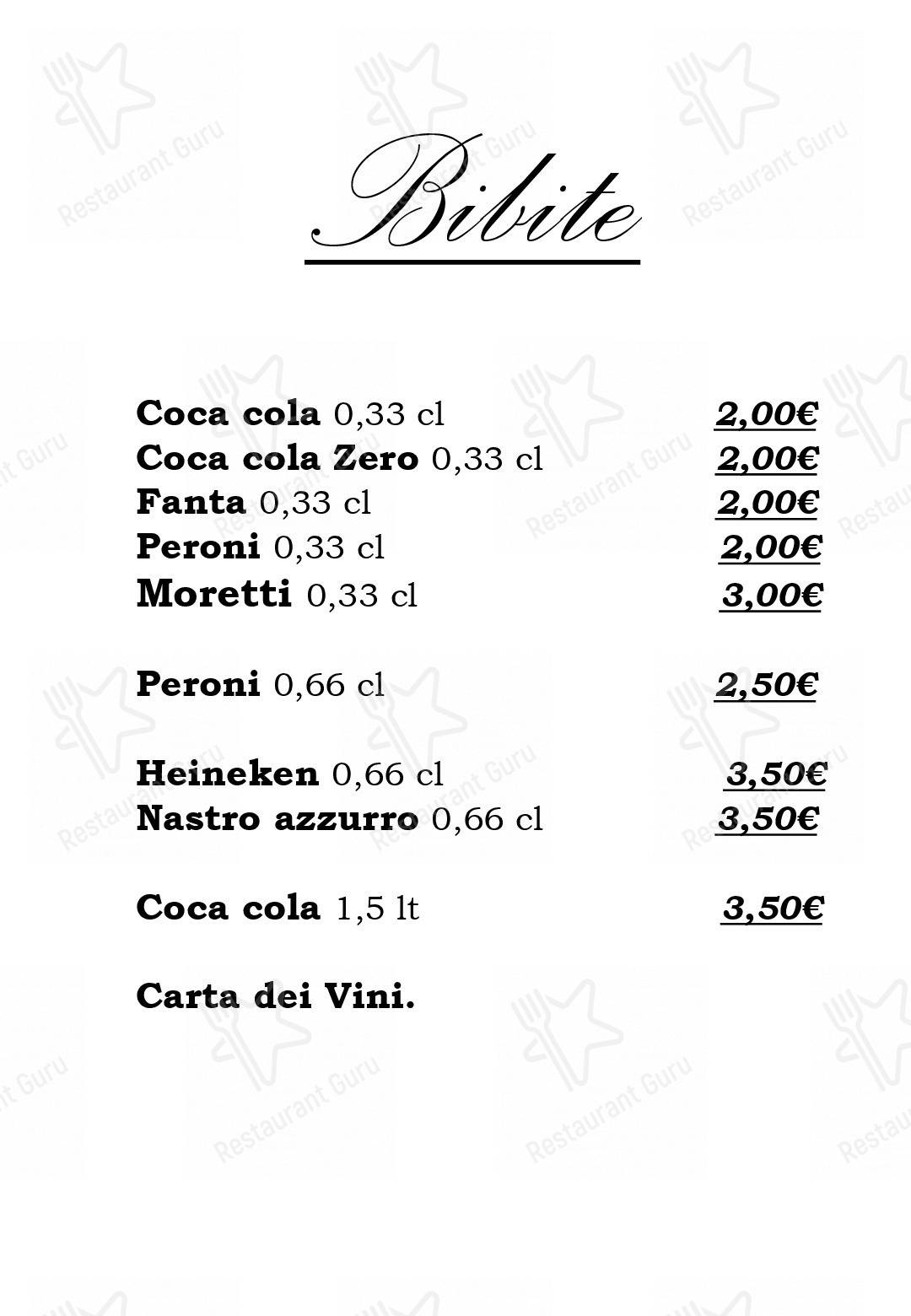 Menu di Pizzeria Osteria Barone - piatti e bevande