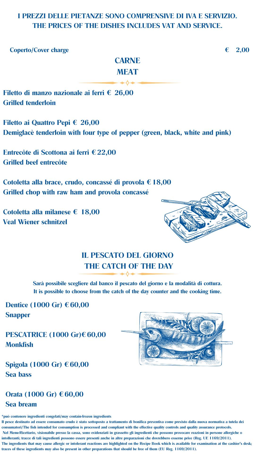 Menu di Ristorante Ciro al Borgo Marinari 