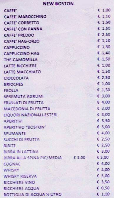 Menu di Bar New Boston (Galf s.a.s.) 