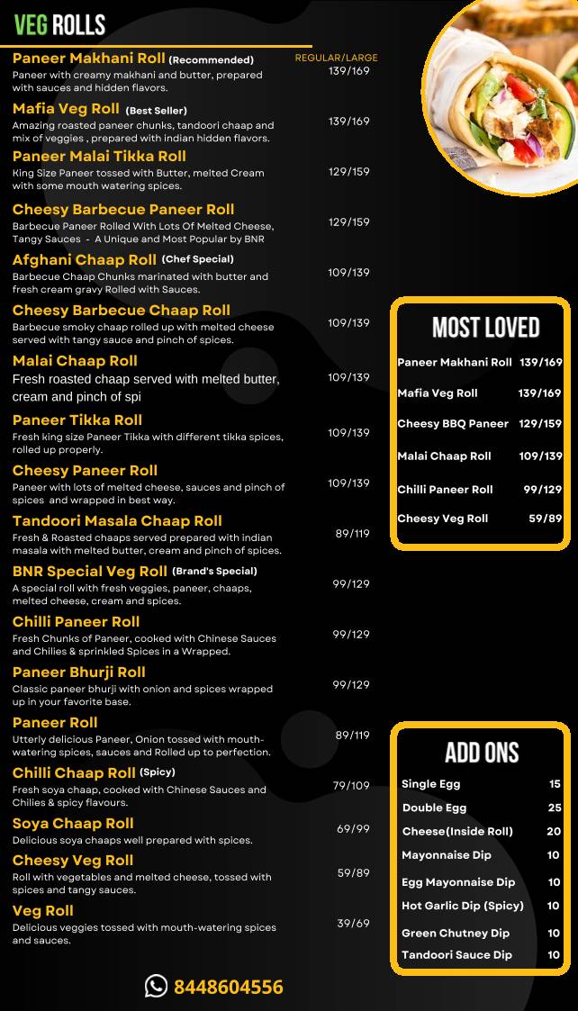 Break N Rolls menu