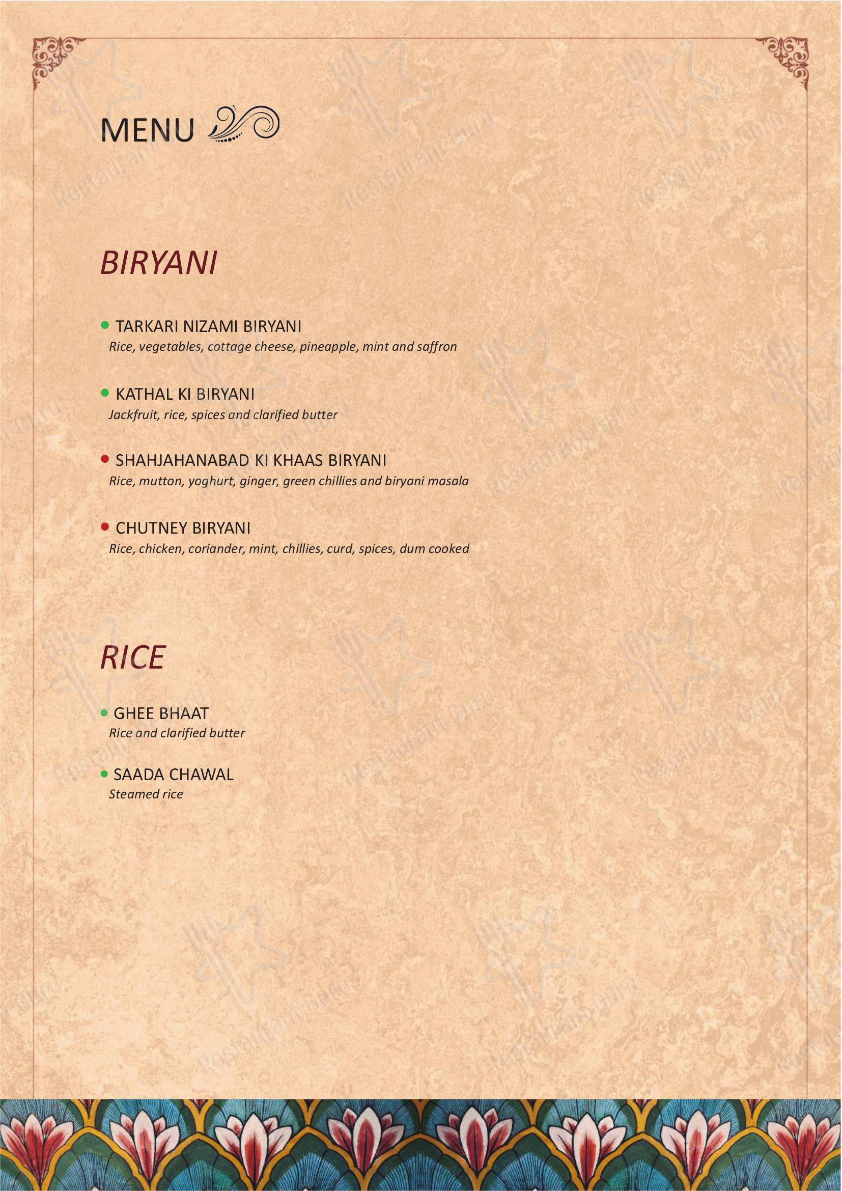 Dilli 32 - Menu