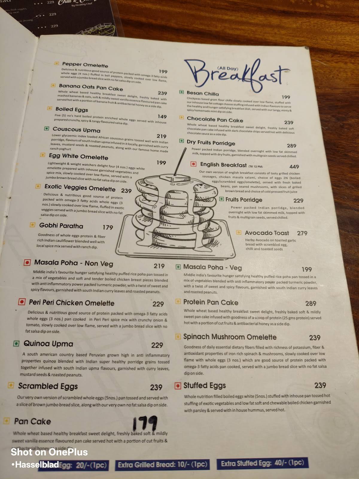 Healthy Chef menu