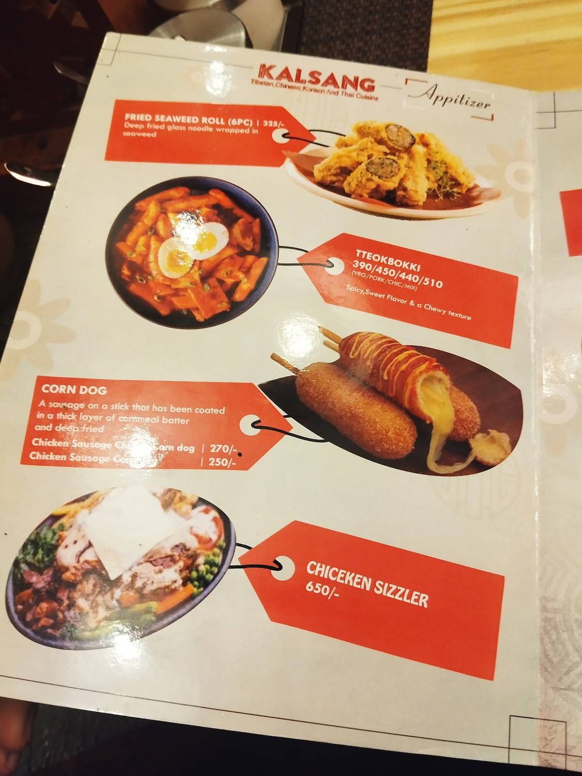 Kalsang Restaurant Delhi menu