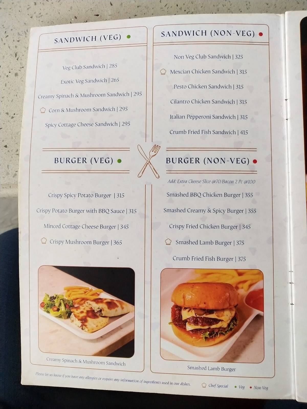 Signature Cafe Delhi menu