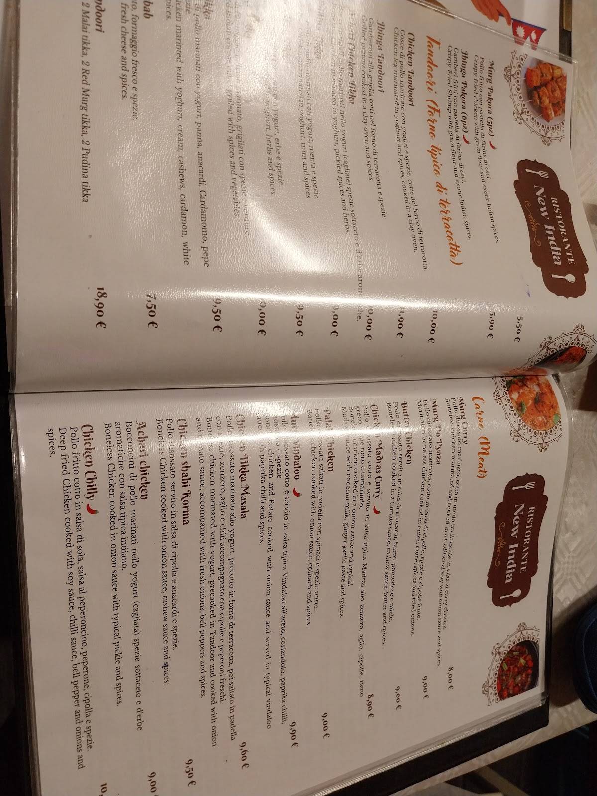 Menu di New India 