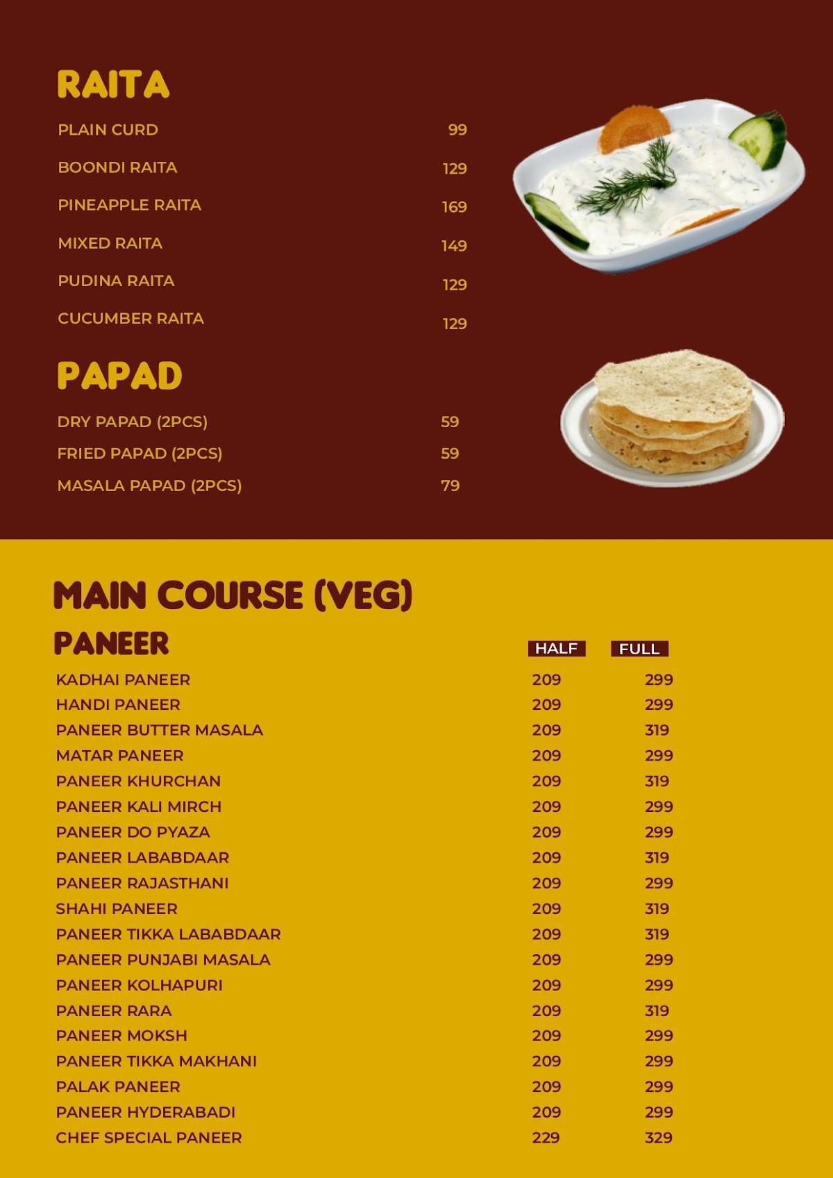 New Lucknow Kitchen menu