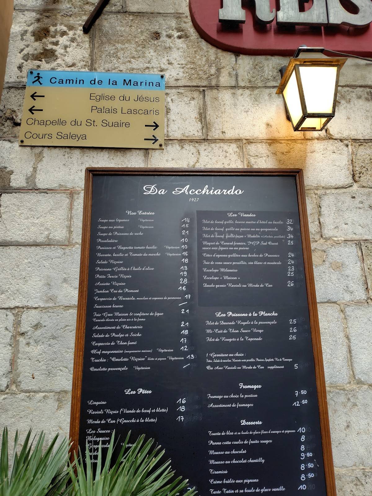 Menu de Chez Acchiardo
