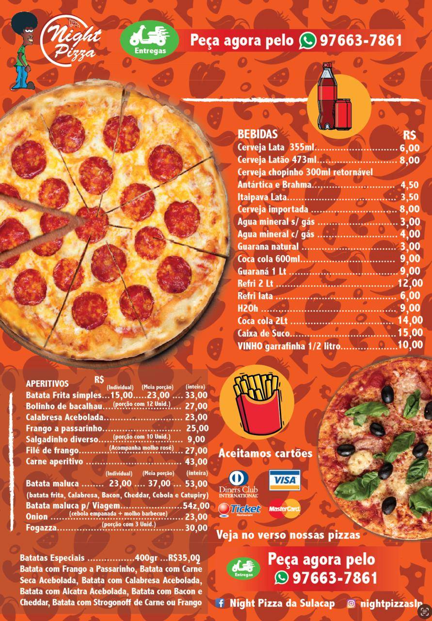Night Pizza Sulacap Ltda Me cardápio