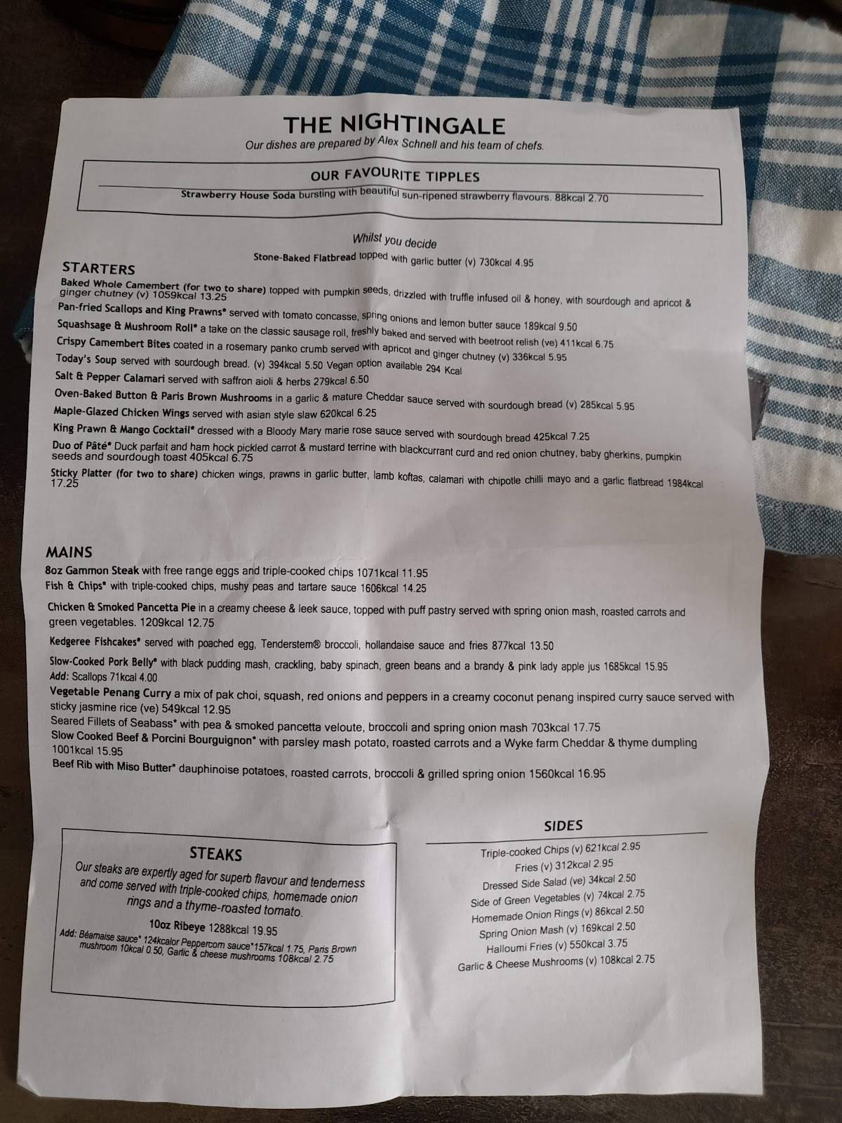 Menu at The Nightingale pub & bar, Worcester