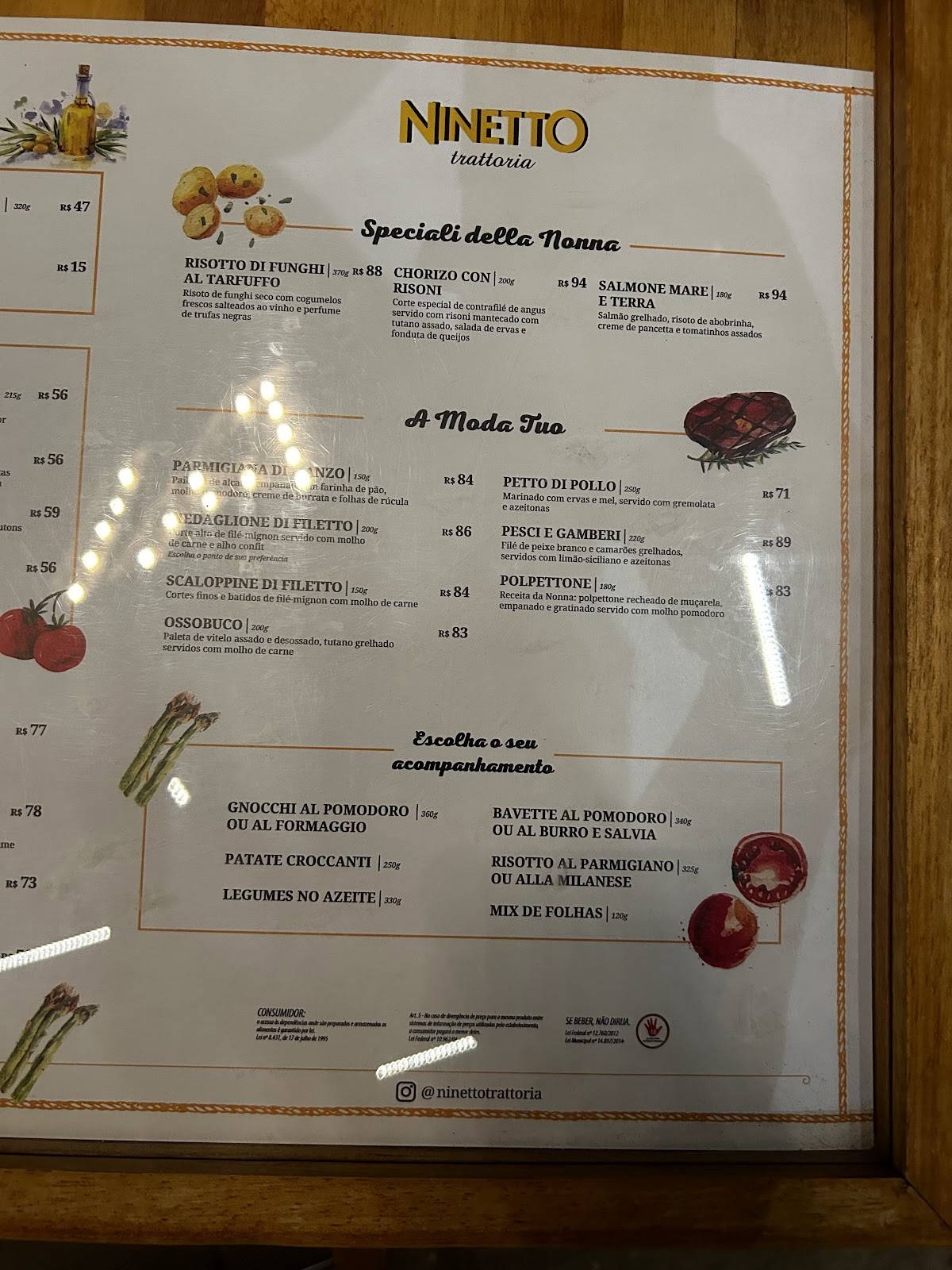 Ninetto Trattoria cardápio