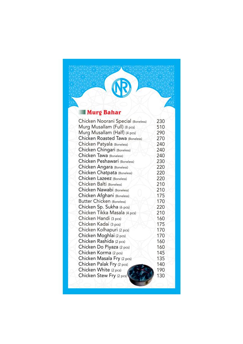 Noorani Restaurant menu