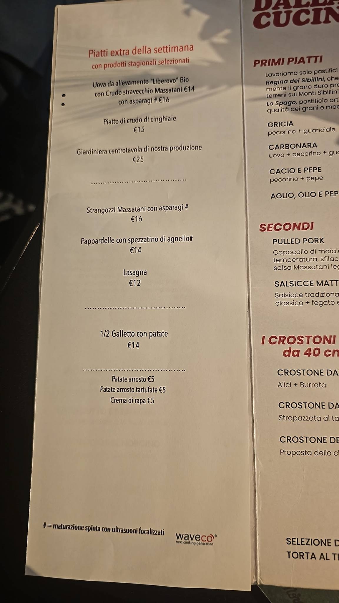 Menu di Norcineria Massatani 1913 