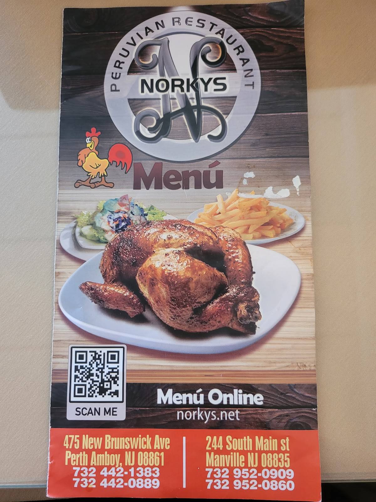 Menu at Norkys Peruvian Restaurant, Manville