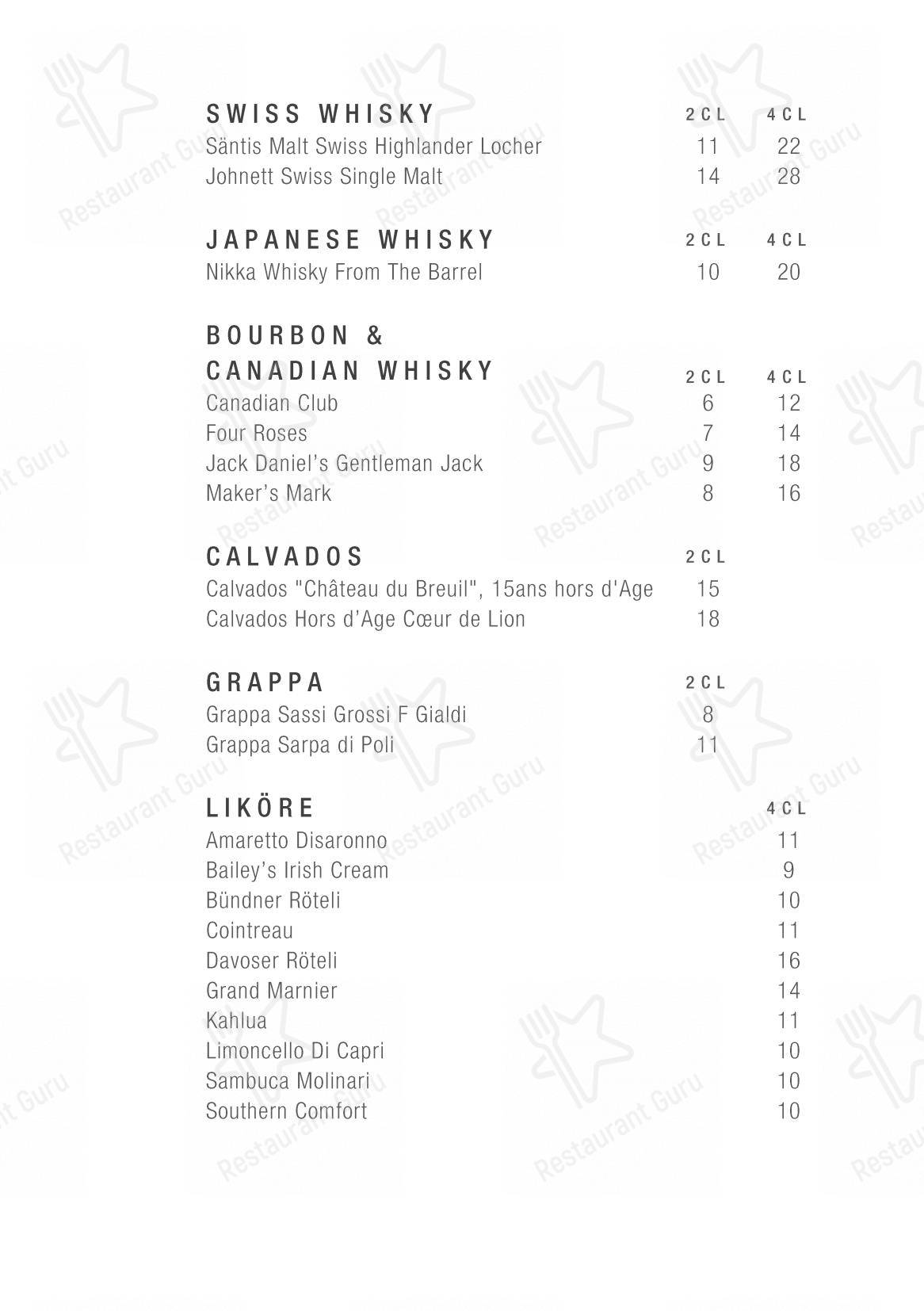 Nuts & Co Bar in Davos - Menu