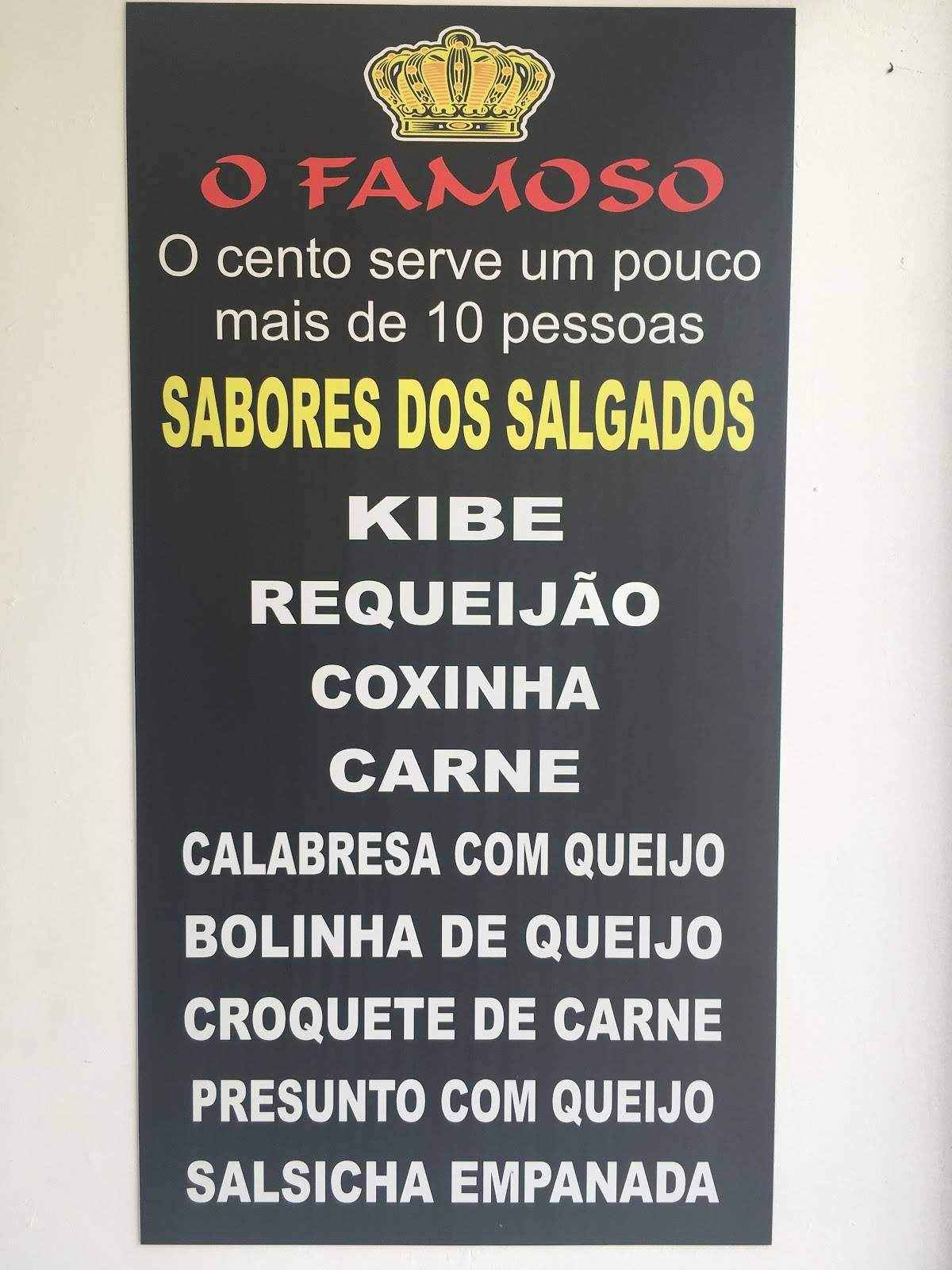 O Famoso - Rebouças - Salgados, massas e doces cardápio