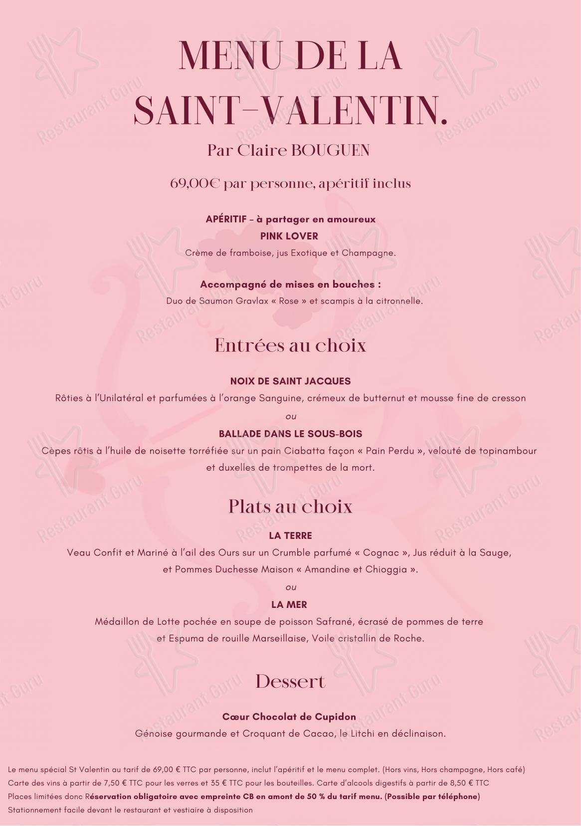 菜单 pour O'2 Pointus restaurant