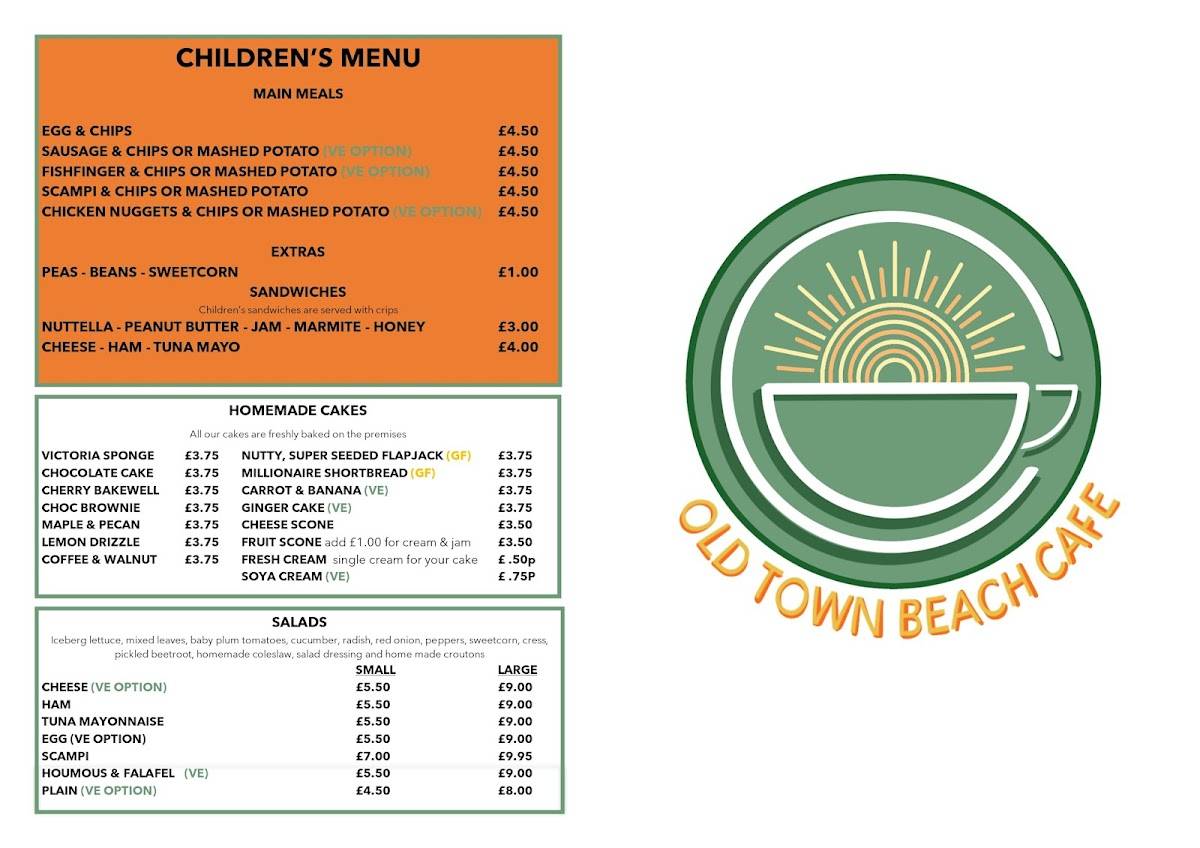 Menu at Old Town Beach Cafe, Hunstanton