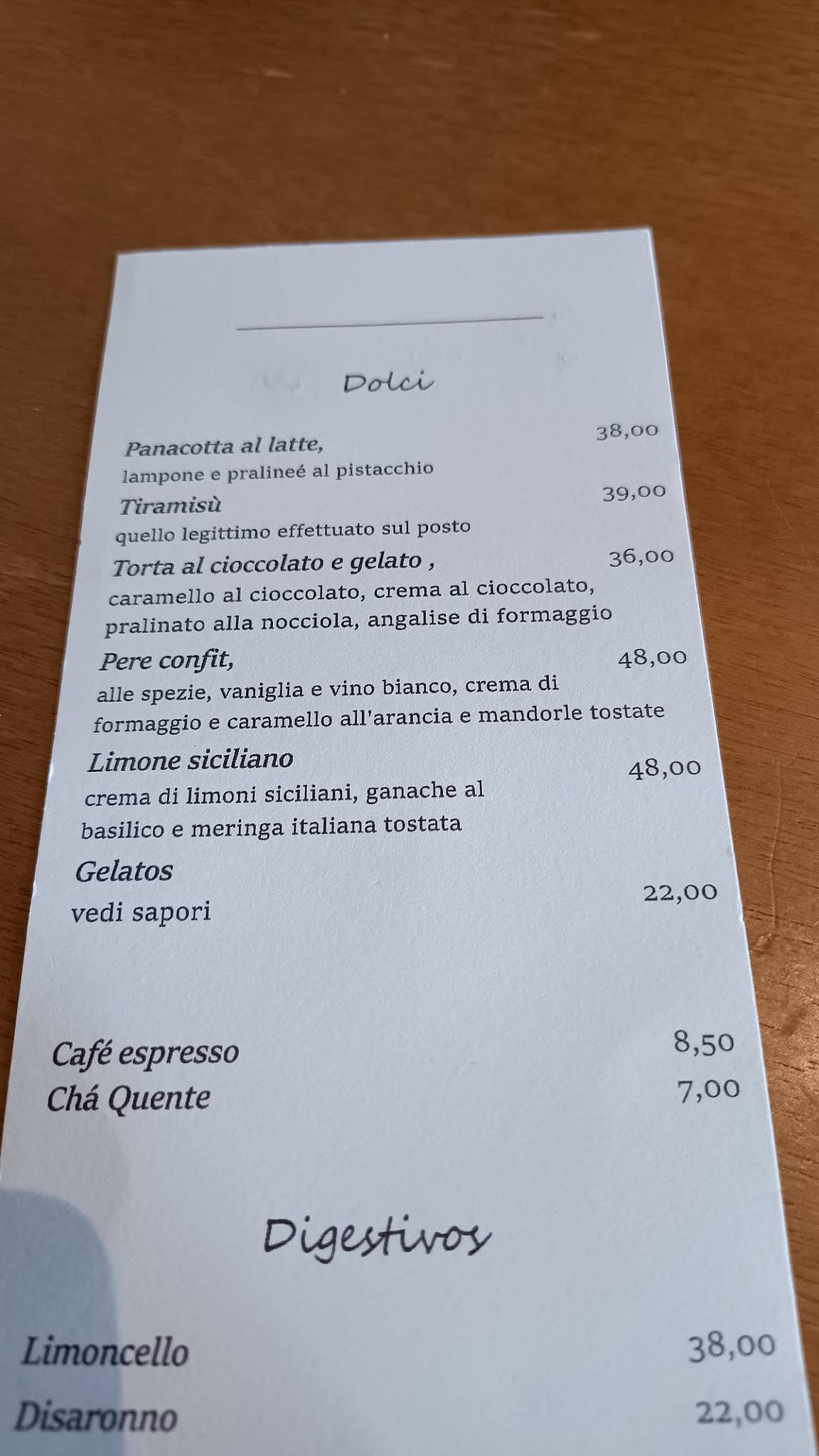 Olga Cozinha Italiana cardápio