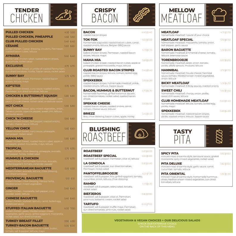 Menu de Oliver's Sandwich &amp; Salad Bar
