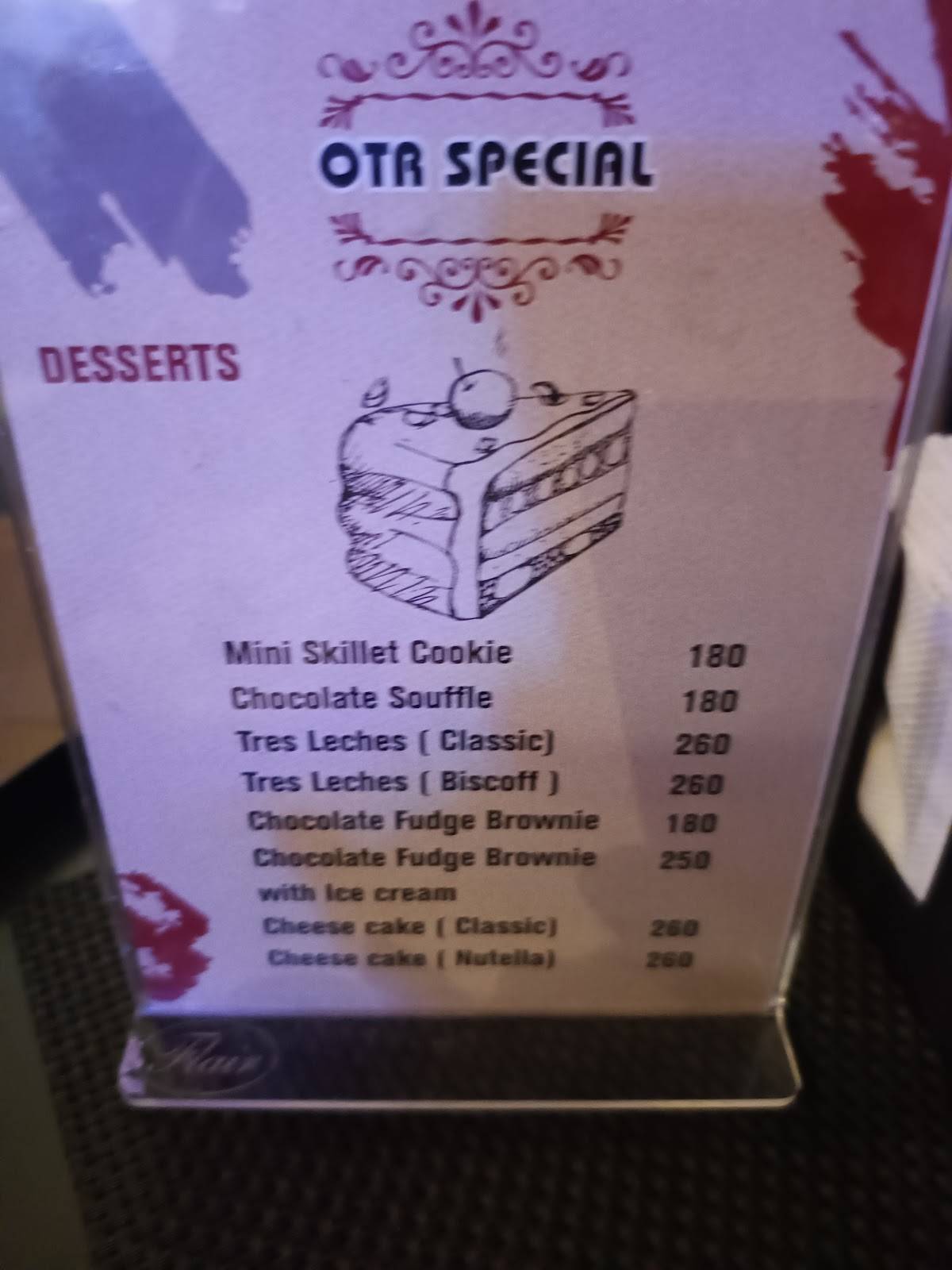 On The Rocks menu