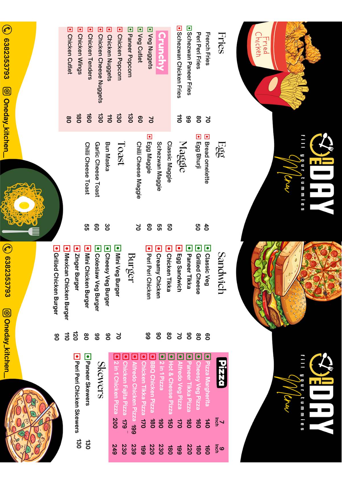 One Day Kitchen menu