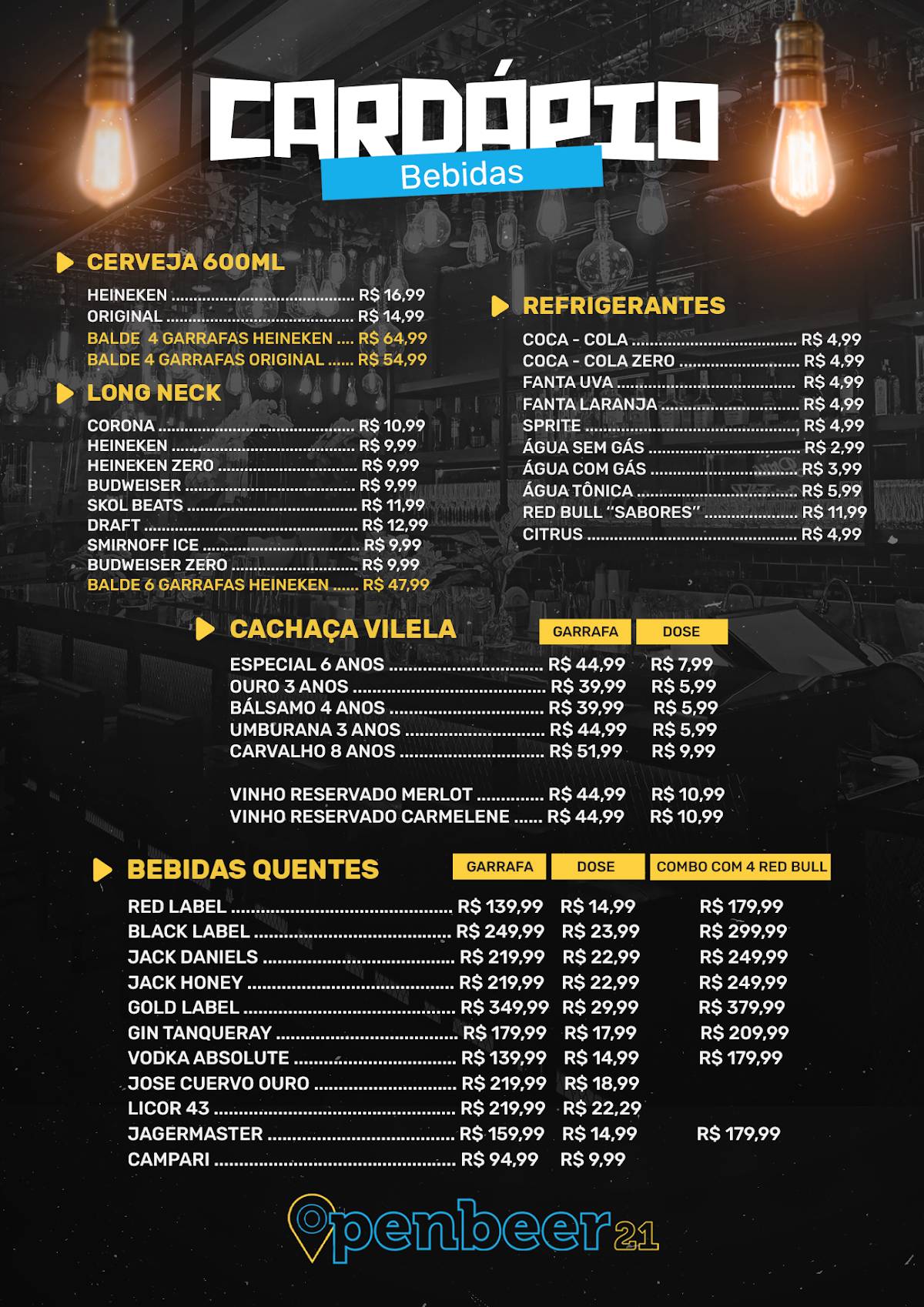 Open Beer 21 cardápio