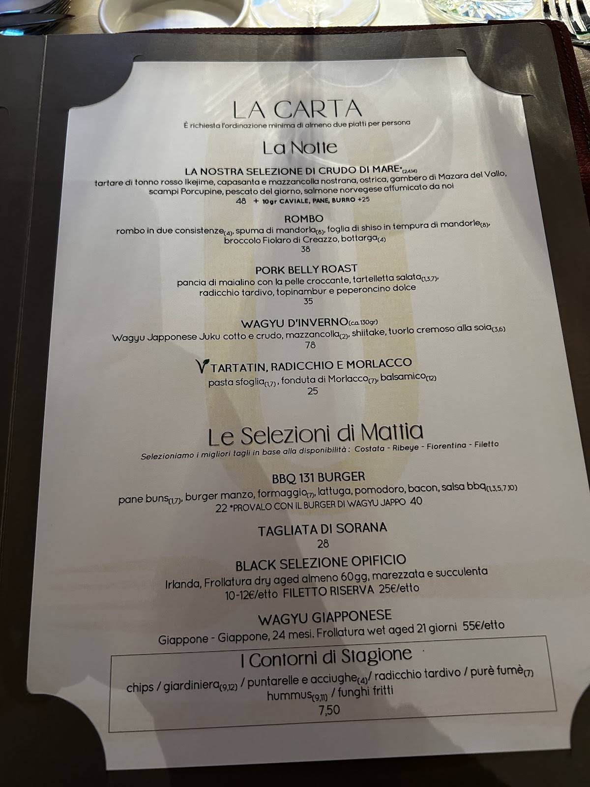 Menu di Ristorante Opificio 