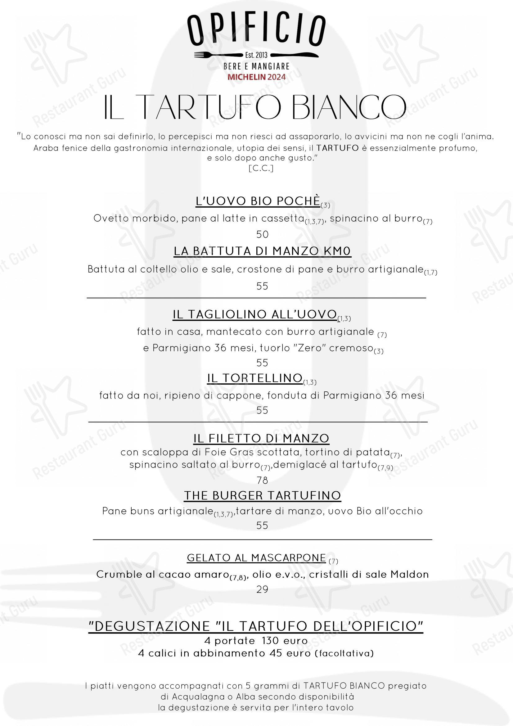 Крафт меню per Ristorante Opificio pub & bar