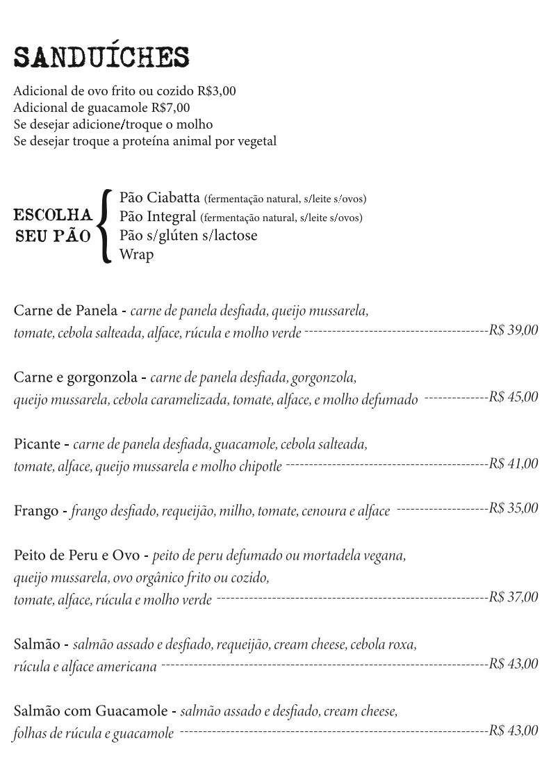 Orgânica cardápio
